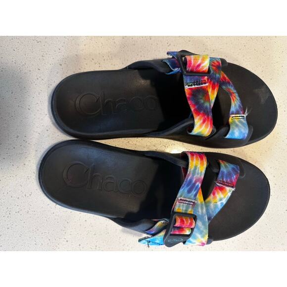 Chaco Chillos Slide Slip On Sandals in Tie Dye Women's 9 - Picture 3 of 7